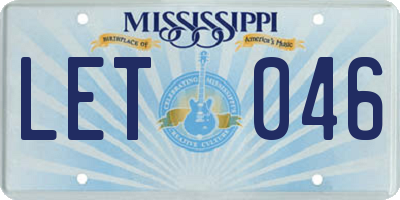 MS license plate LET046