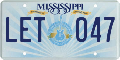 MS license plate LET047