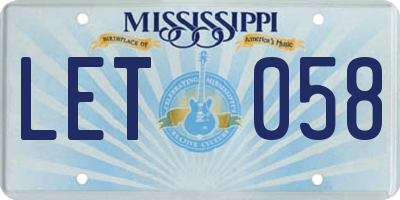 MS license plate LET058