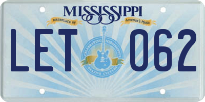 MS license plate LET062