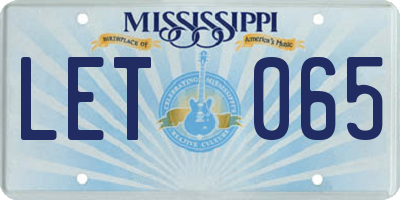 MS license plate LET065