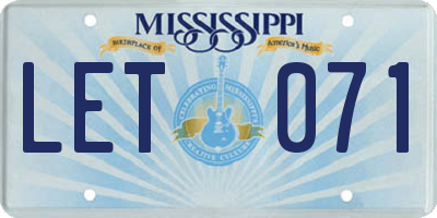 MS license plate LET071