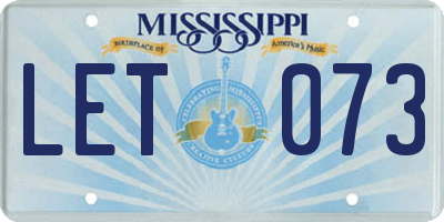 MS license plate LET073