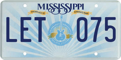 MS license plate LET075