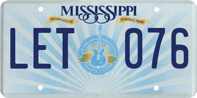 MS license plate LET076