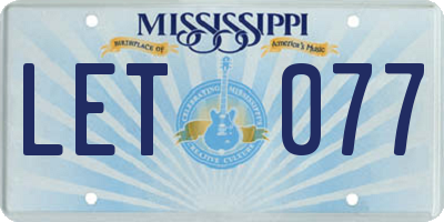 MS license plate LET077