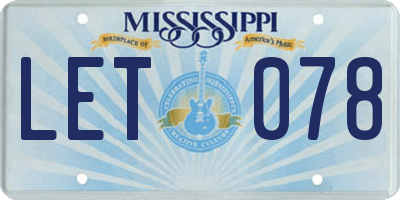 MS license plate LET078