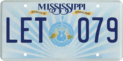 MS license plate LET079