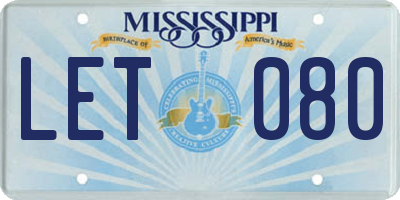 MS license plate LET080