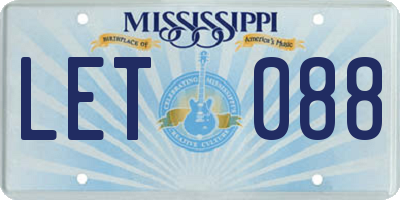 MS license plate LET088