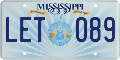 MS license plate LET089