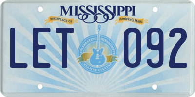 MS license plate LET092