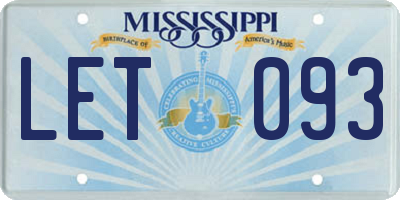 MS license plate LET093
