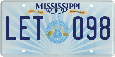 MS license plate LET098