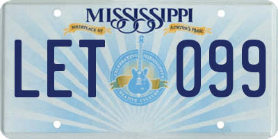 MS license plate LET099