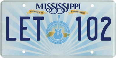 MS license plate LET102