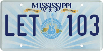 MS license plate LET103