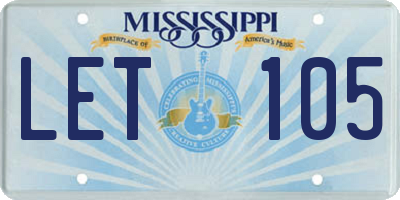 MS license plate LET105