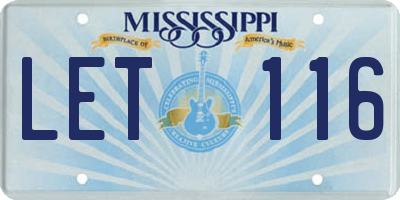 MS license plate LET116