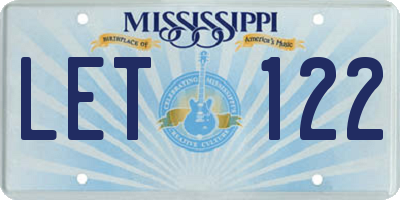 MS license plate LET122