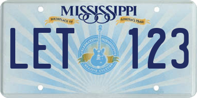 MS license plate LET123