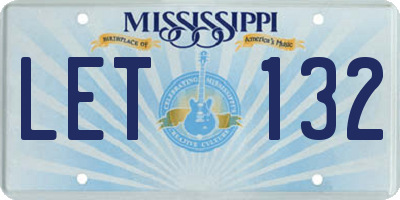 MS license plate LET132