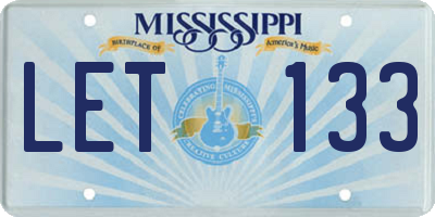 MS license plate LET133