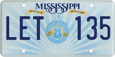 MS license plate LET135