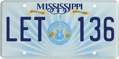 MS license plate LET136