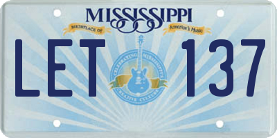 MS license plate LET137