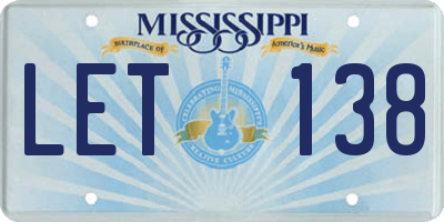 MS license plate LET138