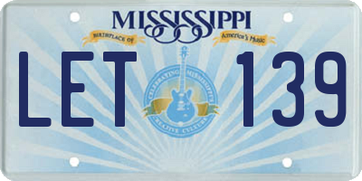 MS license plate LET139