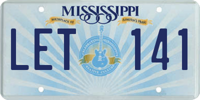 MS license plate LET141