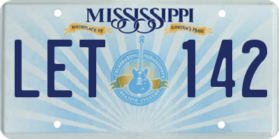 MS license plate LET142