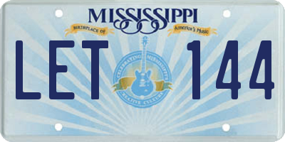 MS license plate LET144