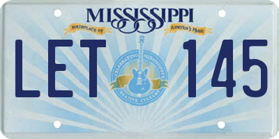 MS license plate LET145