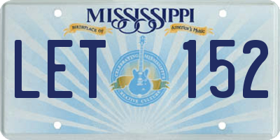MS license plate LET152