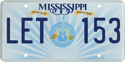 MS license plate LET153