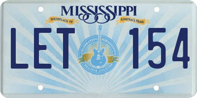 MS license plate LET154