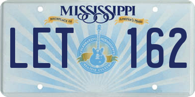 MS license plate LET162