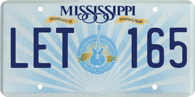 MS license plate LET165
