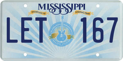 MS license plate LET167