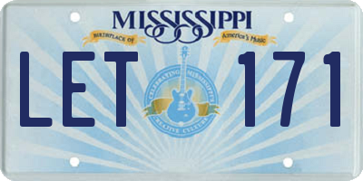 MS license plate LET171