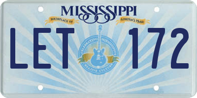 MS license plate LET172