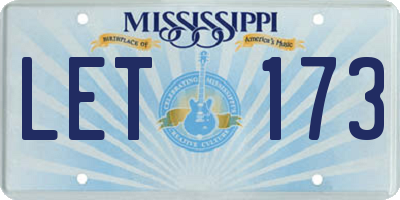 MS license plate LET173