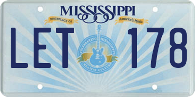 MS license plate LET178