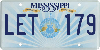 MS license plate LET179