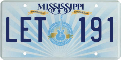 MS license plate LET191