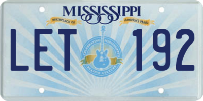 MS license plate LET192