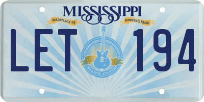 MS license plate LET194